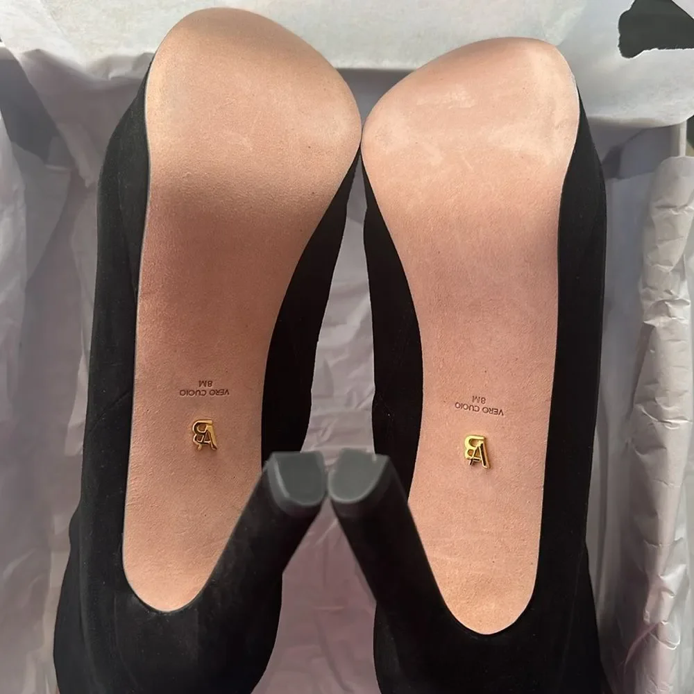 Veronica Beard Dali Suede Platform Ankle Boots, Black, New, Size 8 - Picture 10 of 16